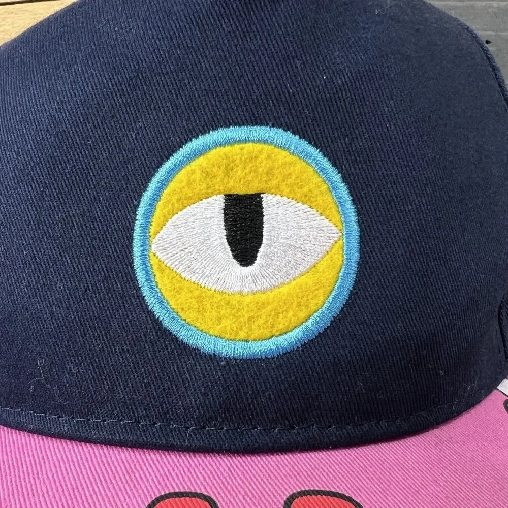 Miniso Life Japan Monster Eye Baseball Hat Pink Brim Mouth Teeth Snapback Hat